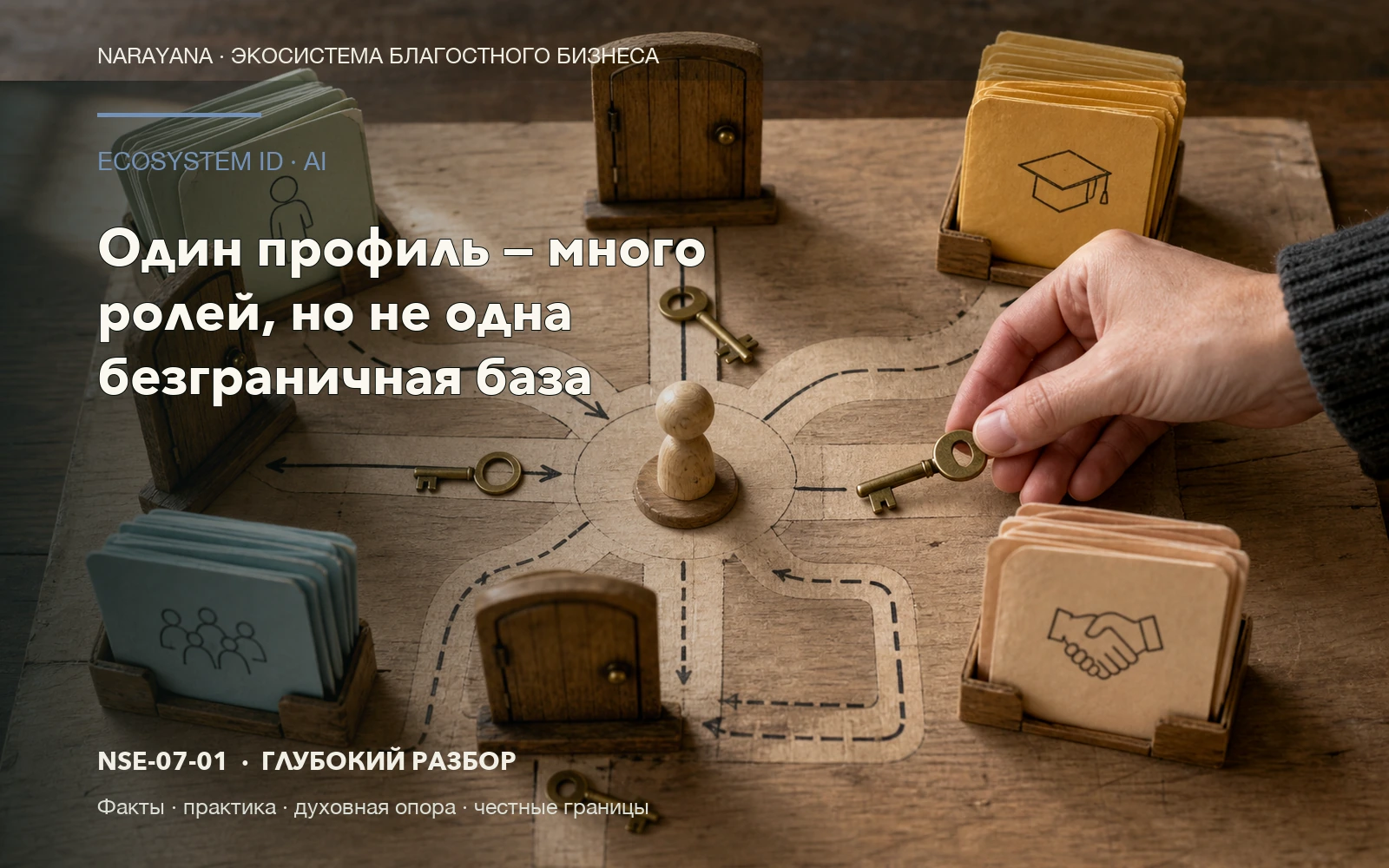 Editorial illustration for the article “One profile - many roles, but not one limitless base”