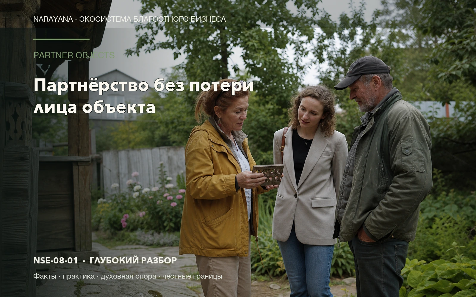 Editorial illustration for the article “Partnership without losing face of the property”