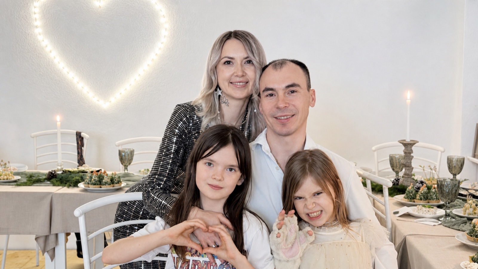 Veniamin Tkachuk with his wife and two daughters