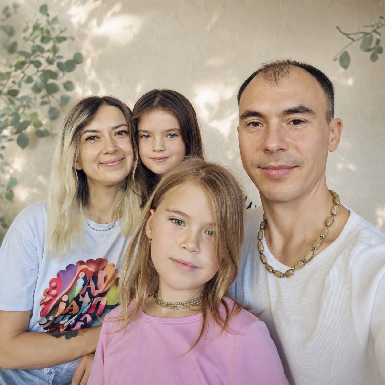 Veniamin Tkachuk with his wife and children